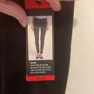 Andrew Marc medium black suede like  leather like pull on slacks